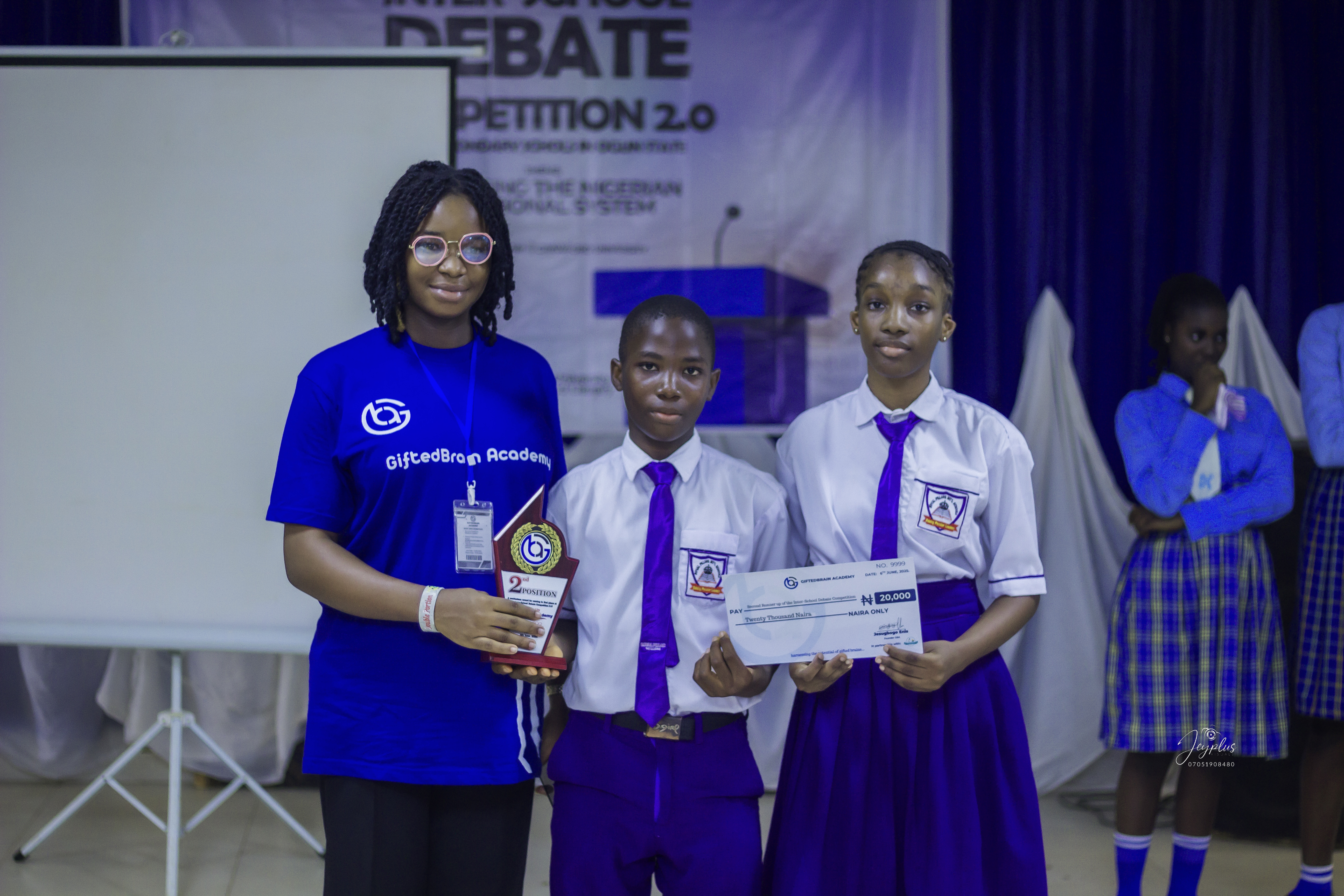 Student receiving award